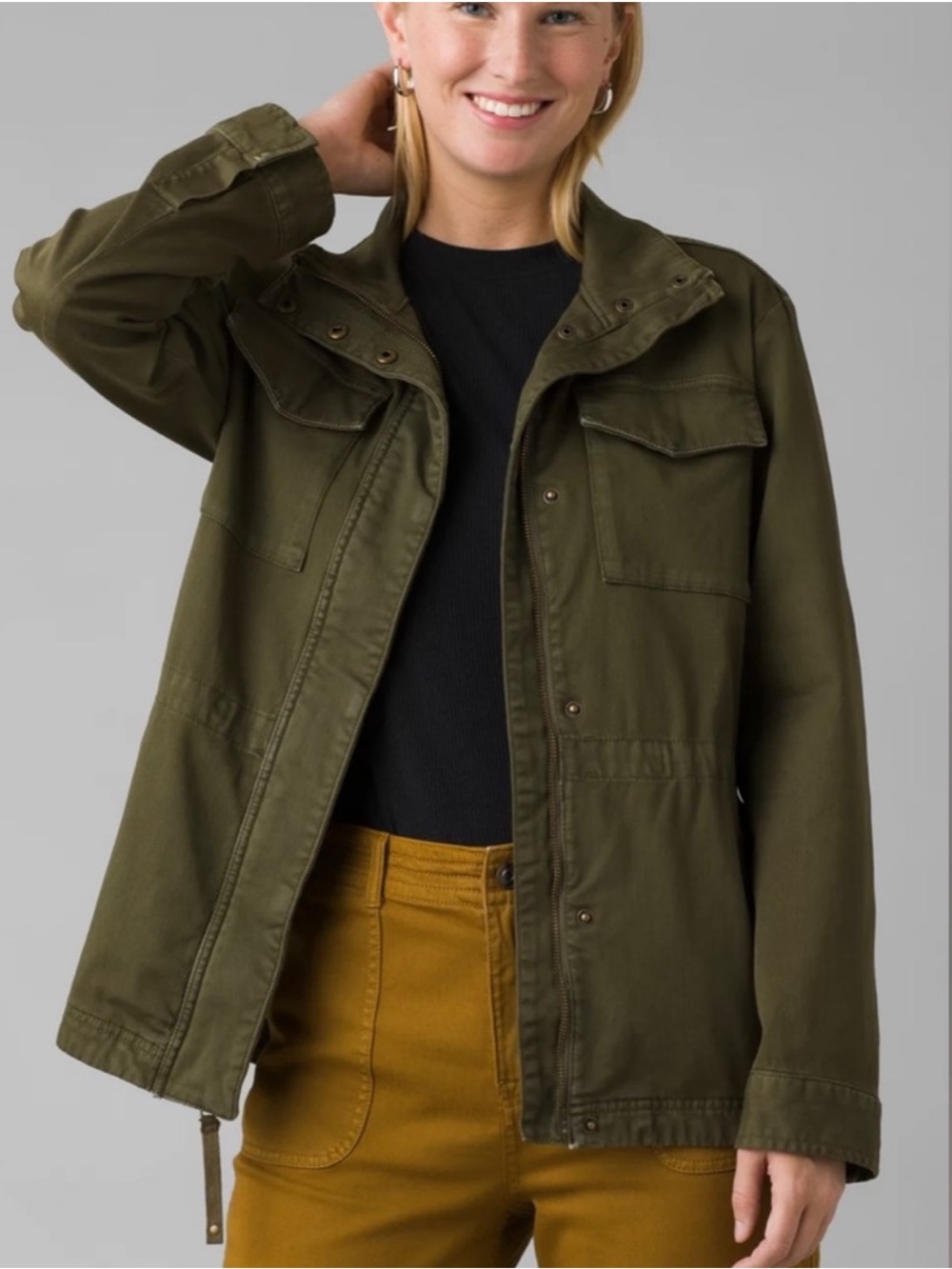PRANA Sancho Cargo Jacket Organic Cotton Green Womens Size XL